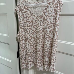 Maurices Sleeveless V-Neck Leopard Print Tank in Cream and Brown